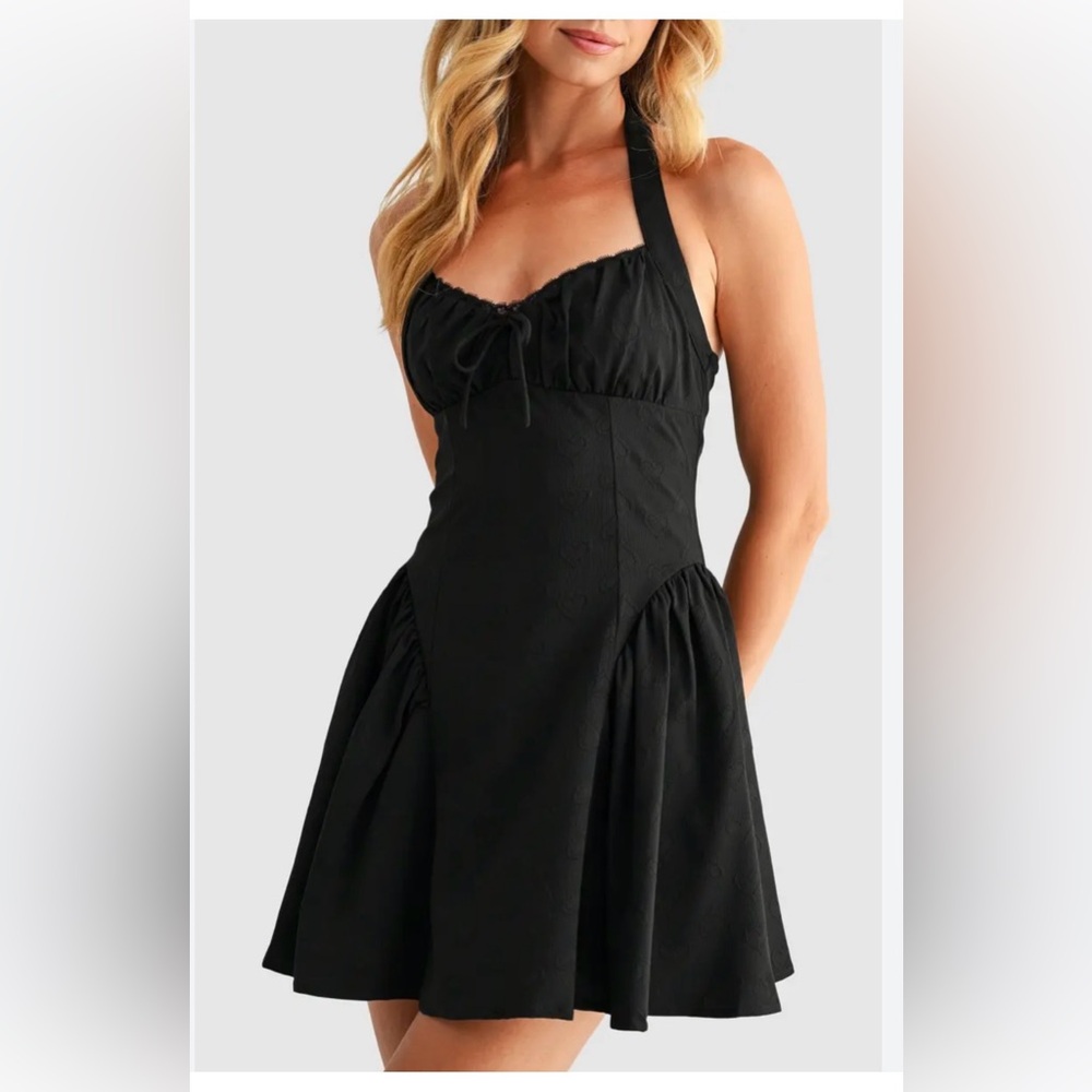 All in Favor Black Halter Dress